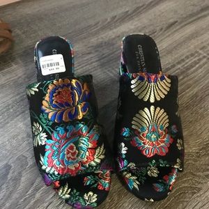 Floral heels mule